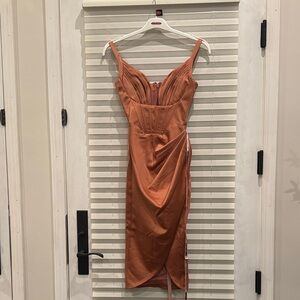 House of CB Strapless dusty rose dress